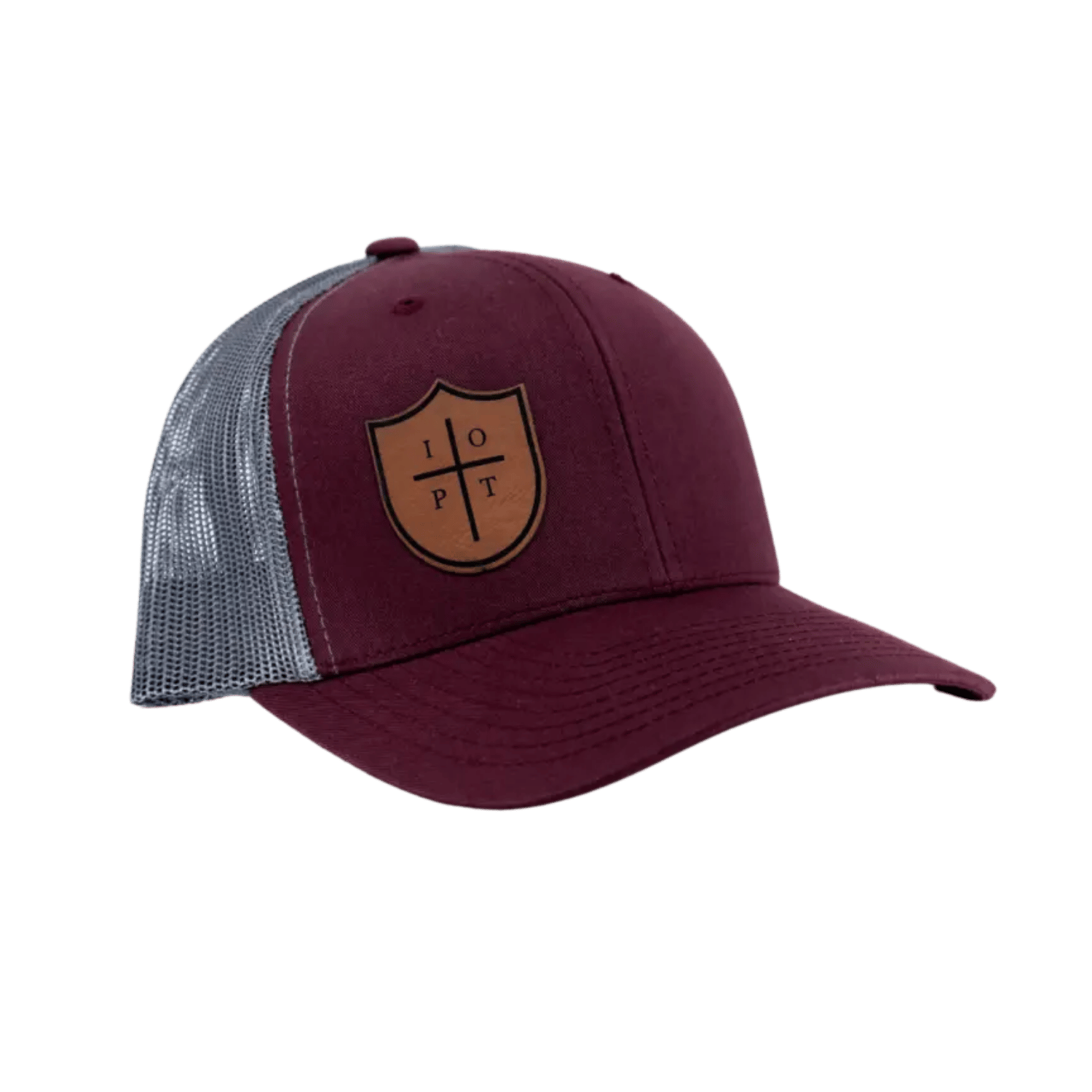 Red hat with IOPT logo on leather patch