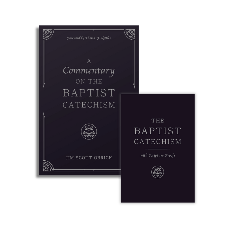 Front covers for A Commentary on the Baptist Catechism and The pocket Baptist Catechism. 