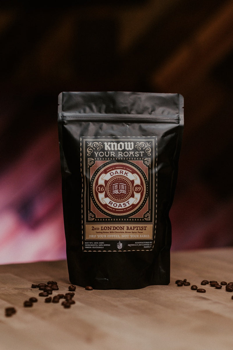 Bag of Know Your Roast Coffee: New Hampshire Light Roast Coffee on wood table