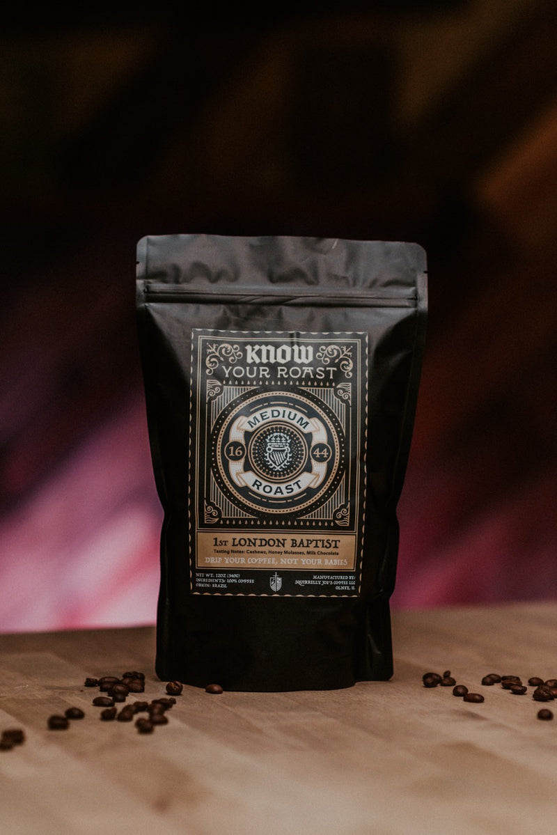 Bag of Know Your Roast Coffee: New Hampshire Light Roast Coffee on wood table