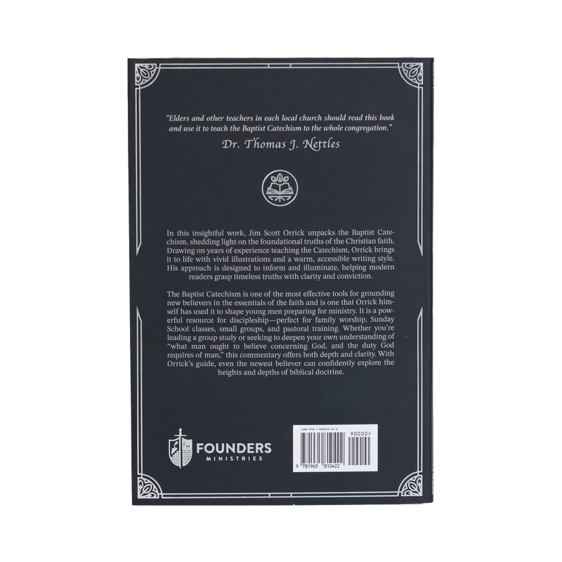 Back cover of a book with text and branding on a white background