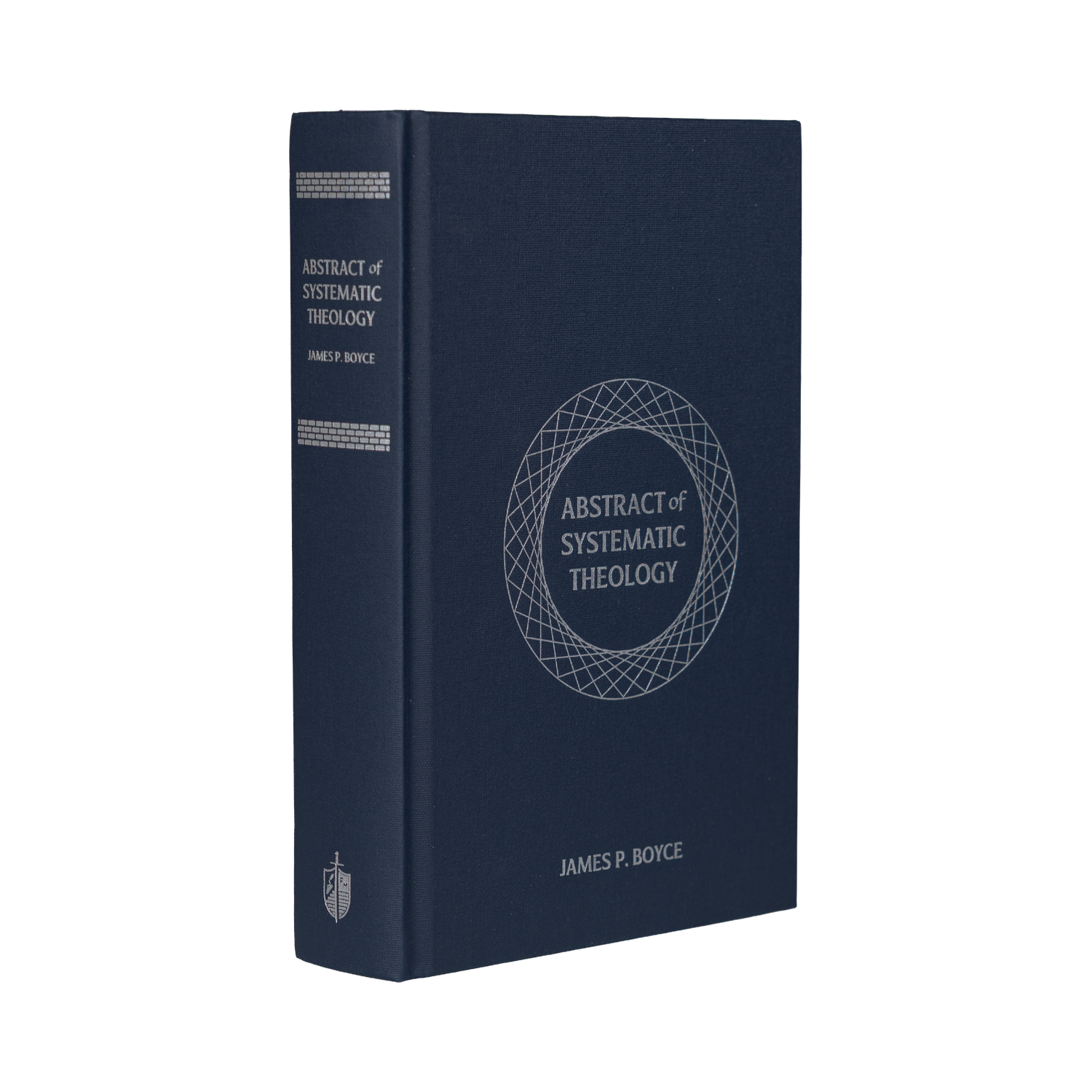 Navy blue book titled 'Abstract of Systematic Theology' by James P. Boyce on a white background