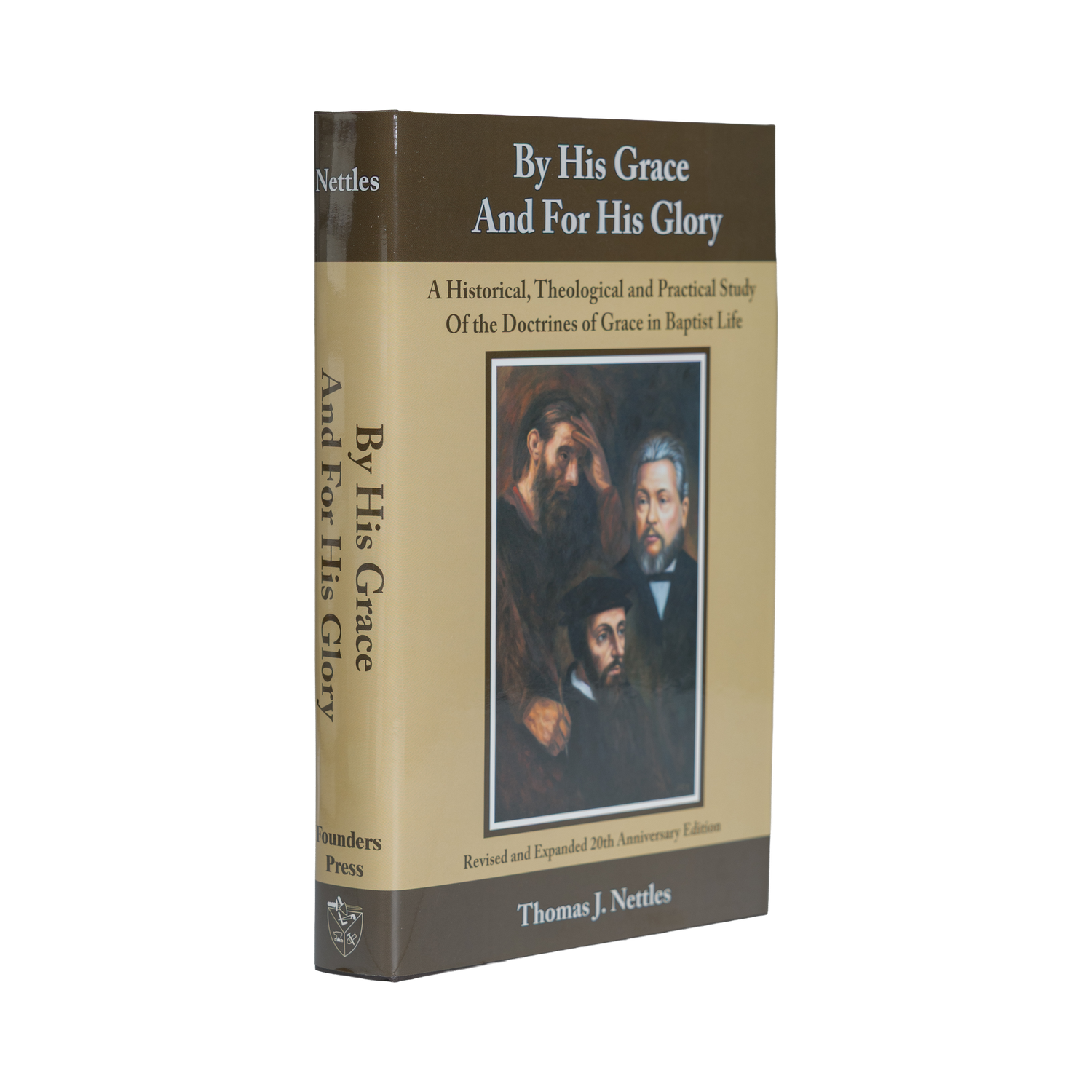 Book titled 'By His Grace And For His Glory' with a cover featuring portraits on a white background