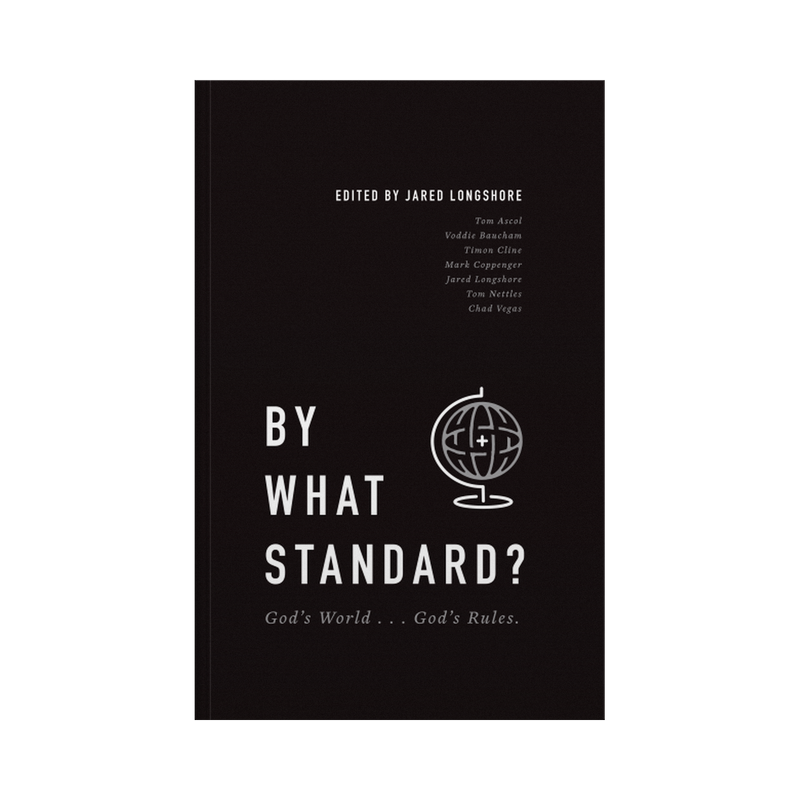 Book cover with text 'By What Standard?' on a black background