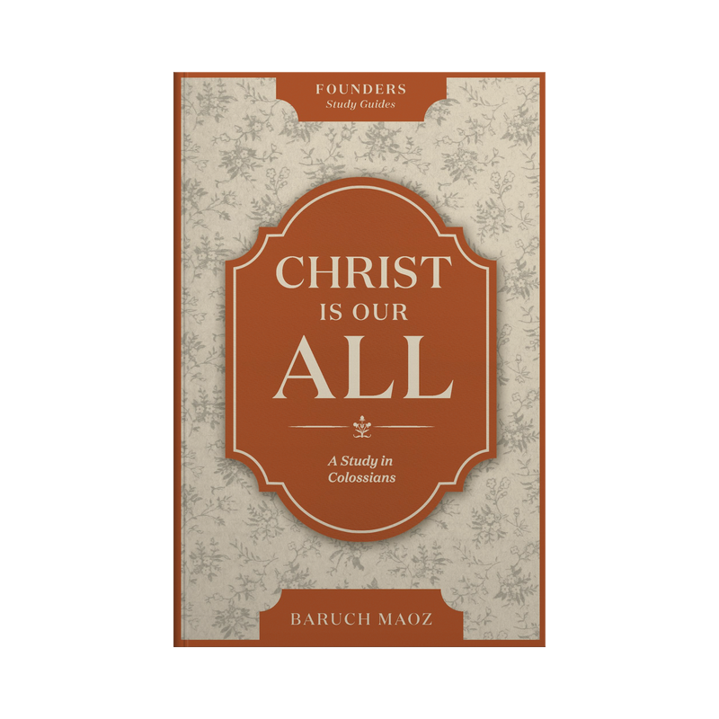 Book cover with text 'Christ is our All' and author's name on a decorative background