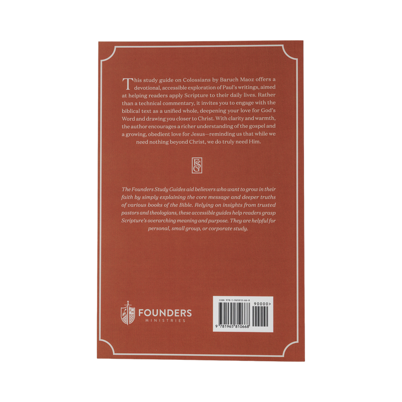 Back cover of a book with text and Founders Ministry logo