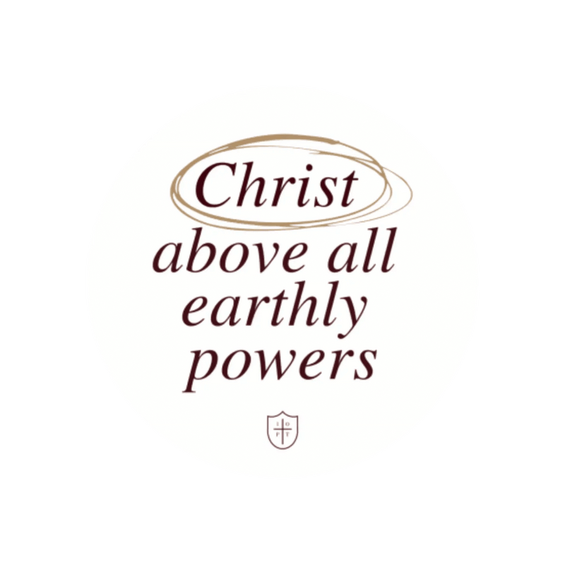 White with Red text - Christ Above all Earthly Powers Sticker