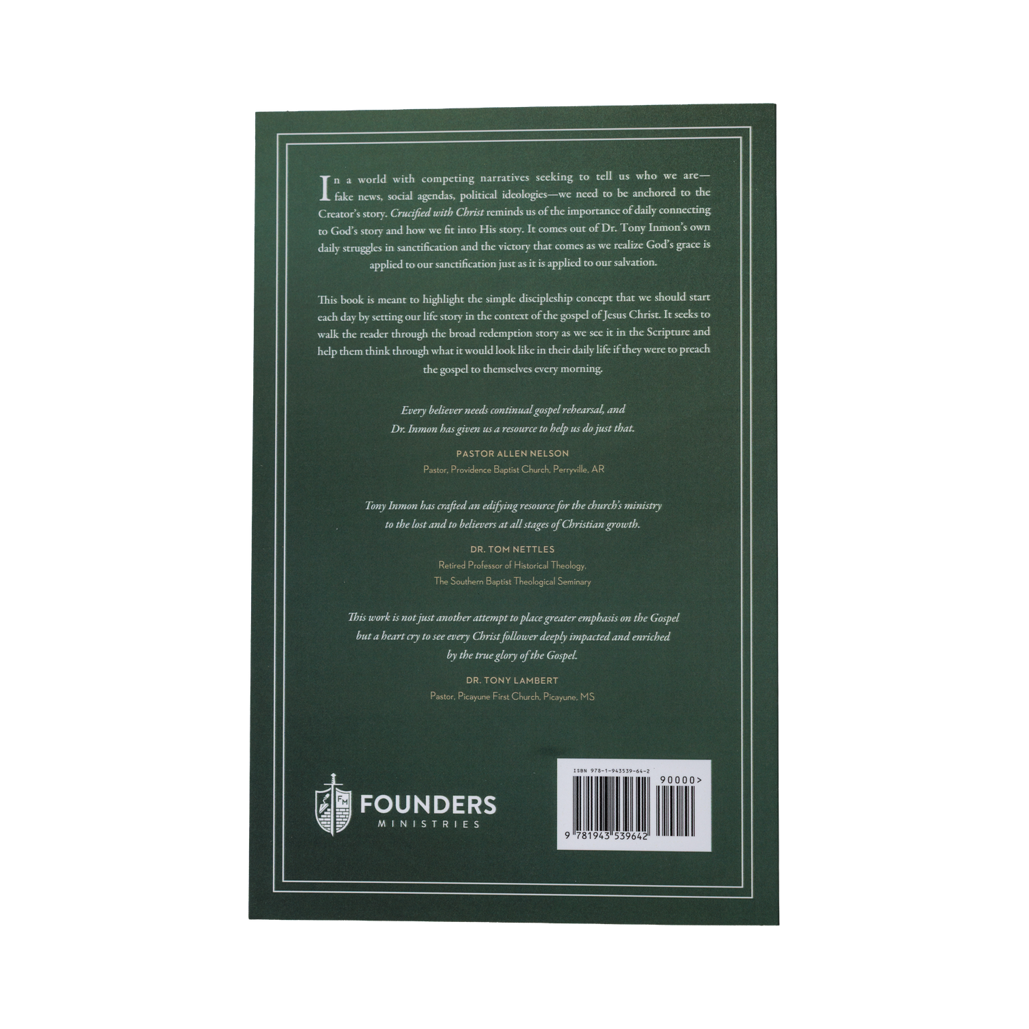 Back cover of a book with text and Founders Ministries logo.