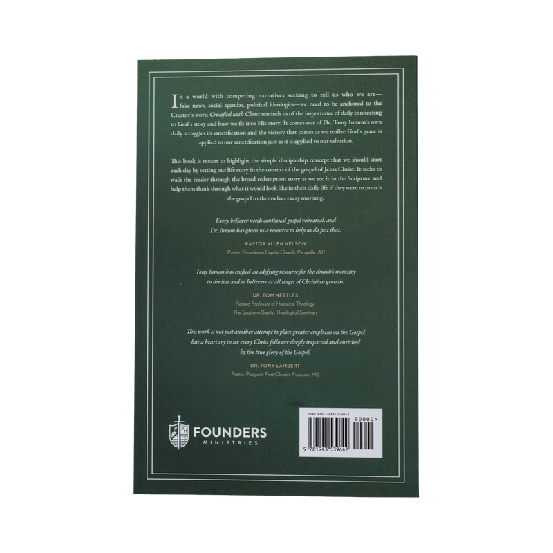 Back cover of a book with text and Founders Ministries logo.