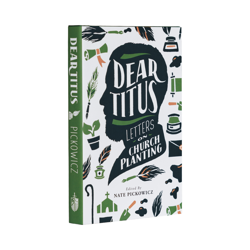 Book cover of 'Dear Titus: Letters on Church Planting' with illustrations and text.
