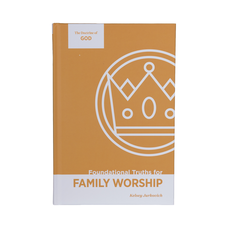 Book titled 'Foundational Truths for Family Worship' with a crown symbol on a white background