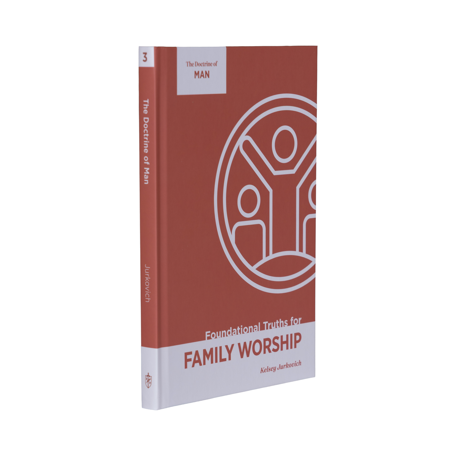 Book titled 'Foundational Truths for Family Worship' with a red and white cover on a white background