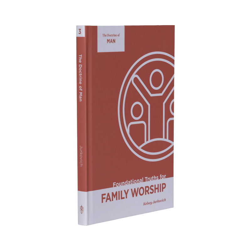Book titled 'Foundational Truths for Family Worship' with a red and white cover on a white background