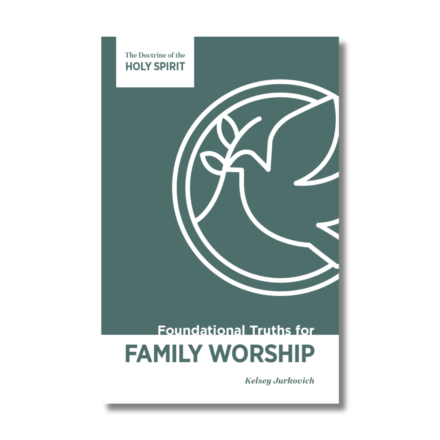 The Doctrine of the Holy Spirit: Foundational Truths for Family Worship book cover by Kelsey Jurkowiich, featuring a dark teal and white design with a dove illustration.