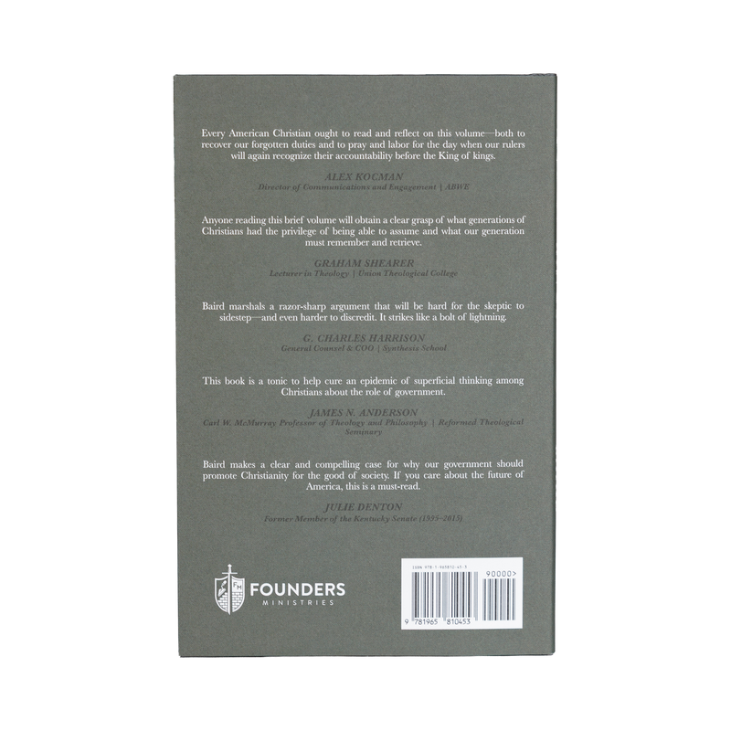 Back cover of a book with text and Founders Ministries logo