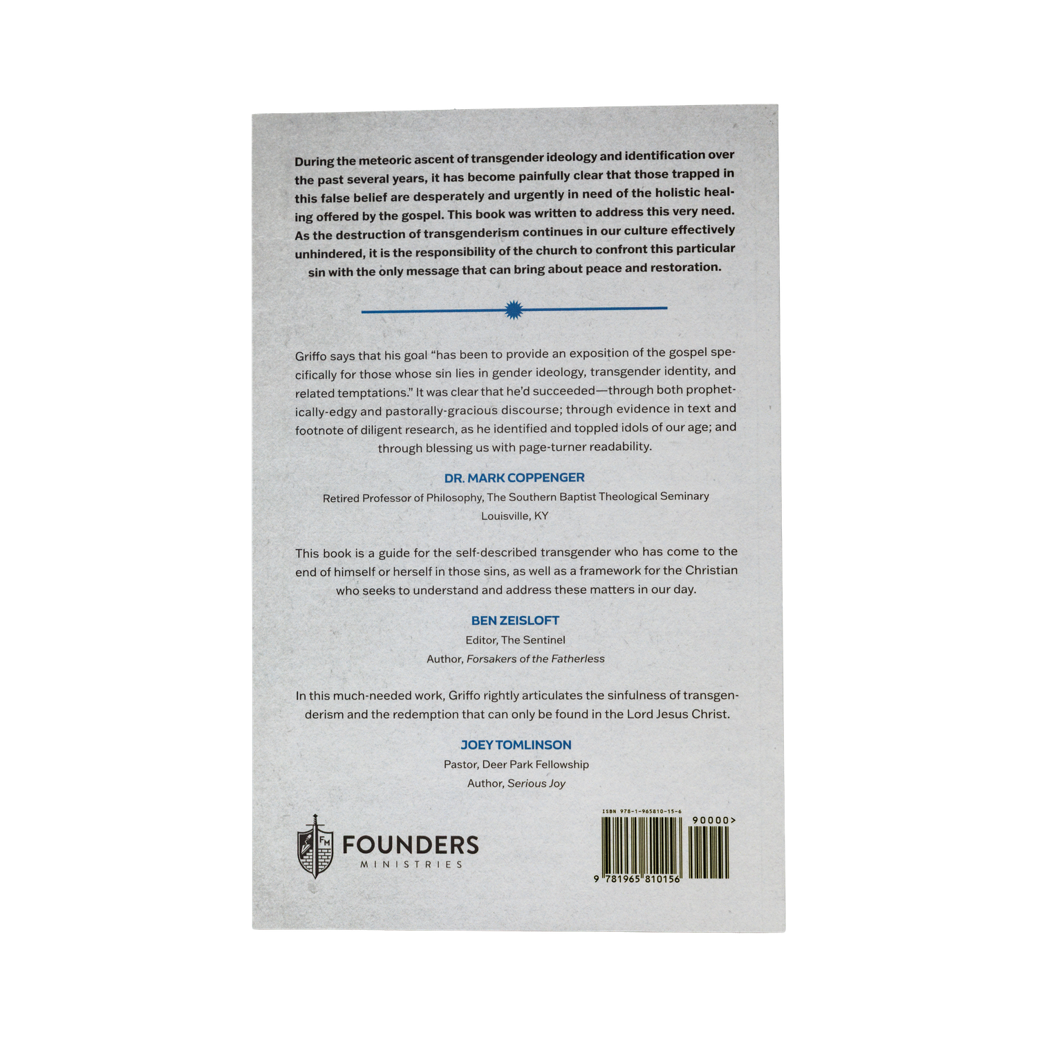 Back cover of a book with text and branding on a white background
