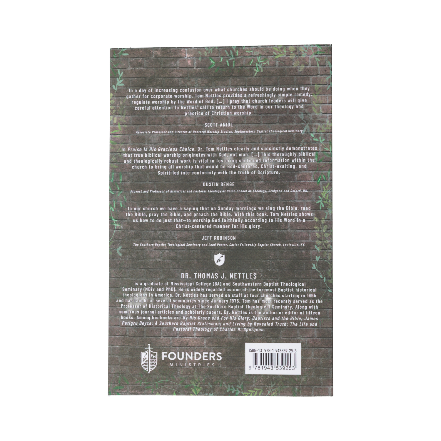 Back cover of a book with text and branding on a white background