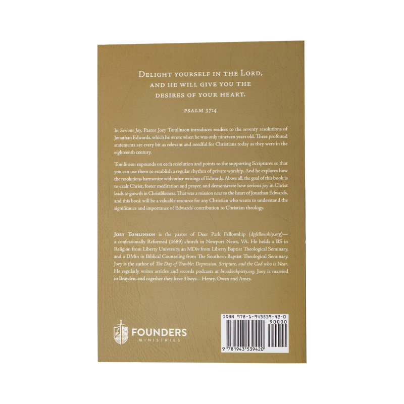 Back cover of a book with text and Founders Ministries logo