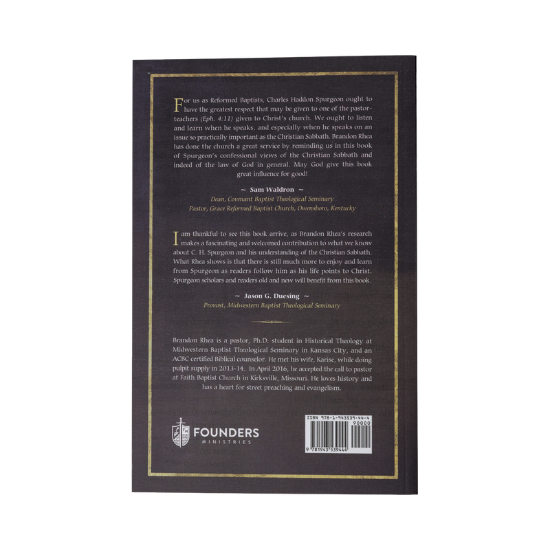 Back cover of a book with text and Founders Ministries logo