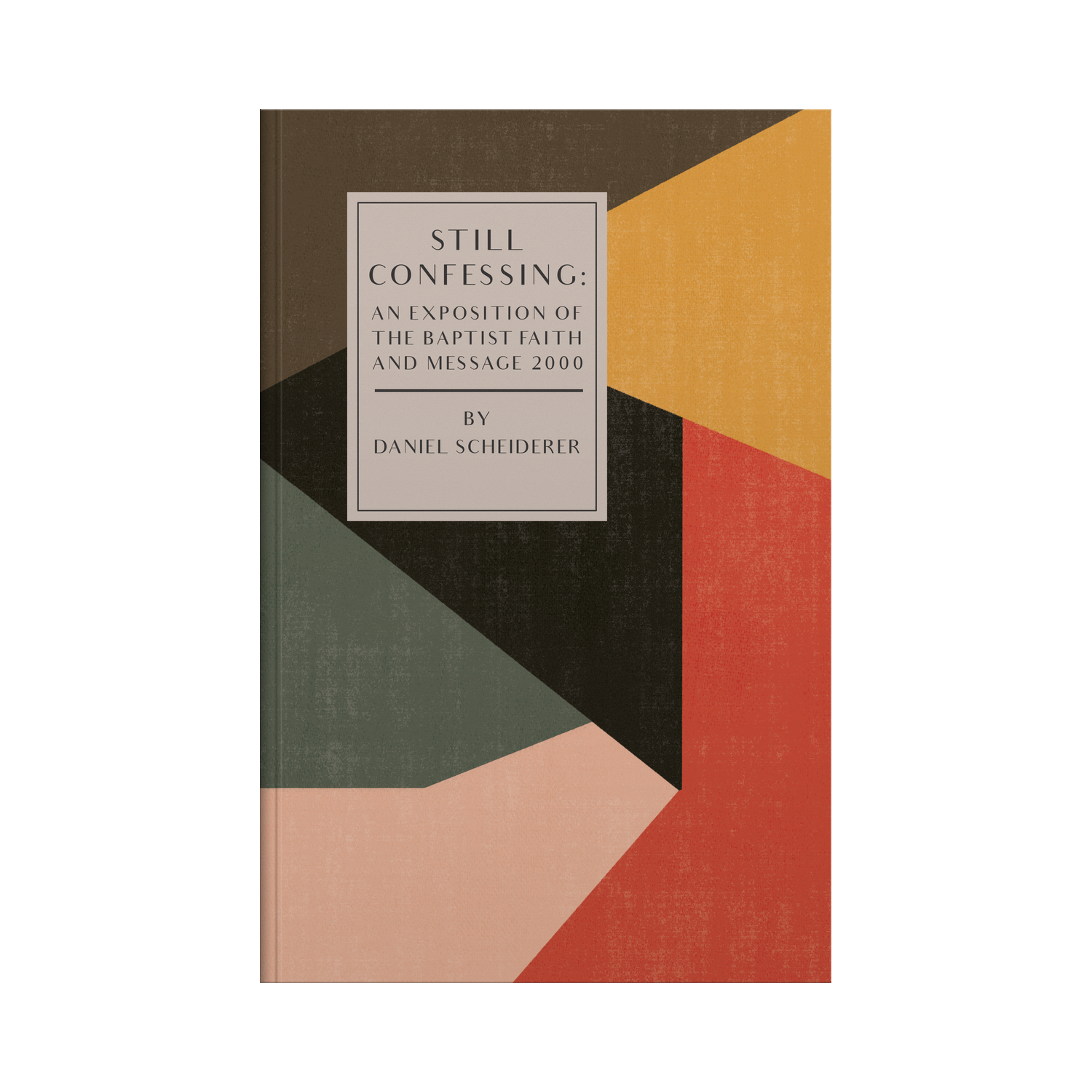 Book cover with geometric design and text on a white background