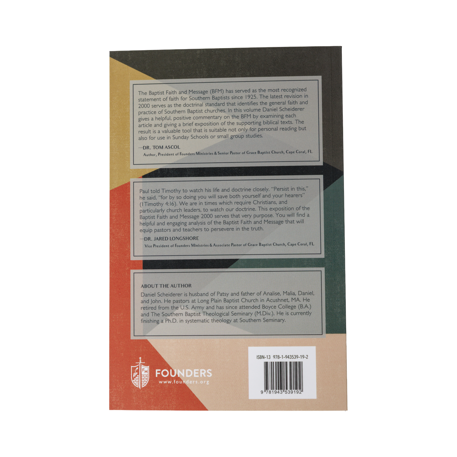 Back cover of a book with text and branding elements.