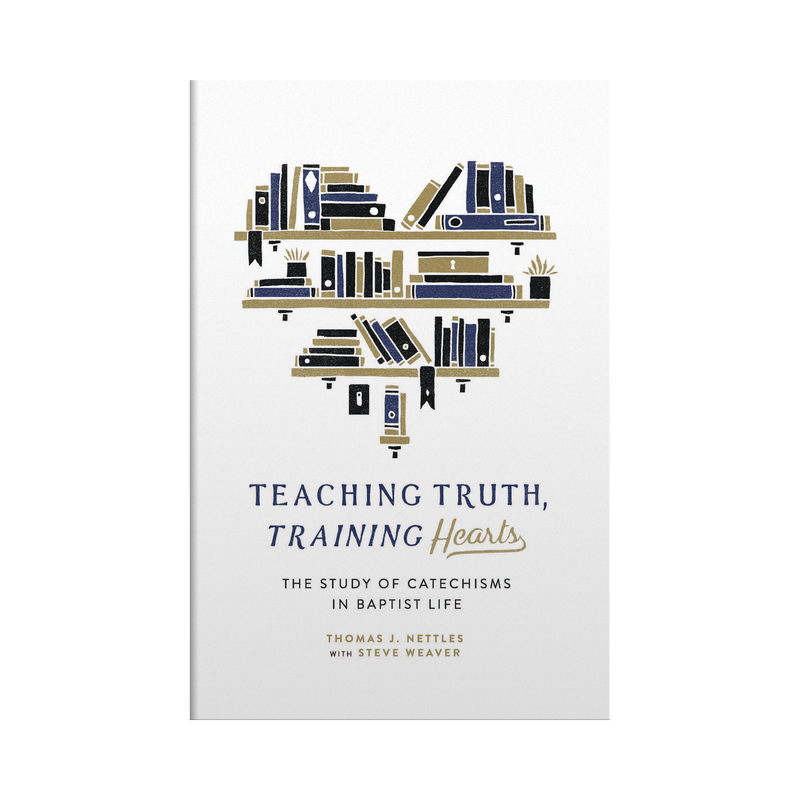 Book cover with bookshelf design and text 'Teaching Truth, Training Hearts' on a white background