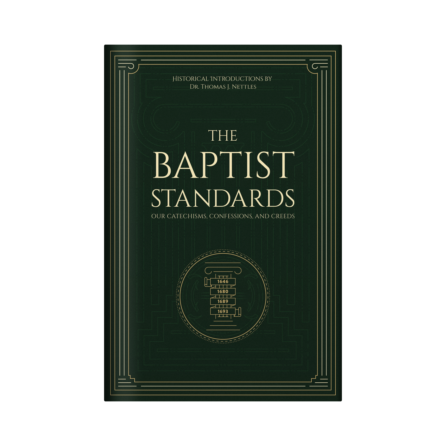 Book titled 'The Baptist Standards' with a green cover on a white background