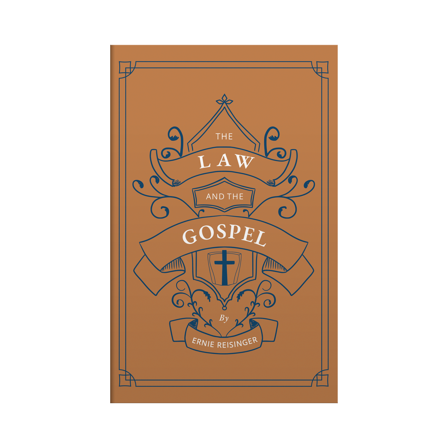Book cover of 'The Law and the Gospel' by Ernie Reisinger with decorative elements on a white background