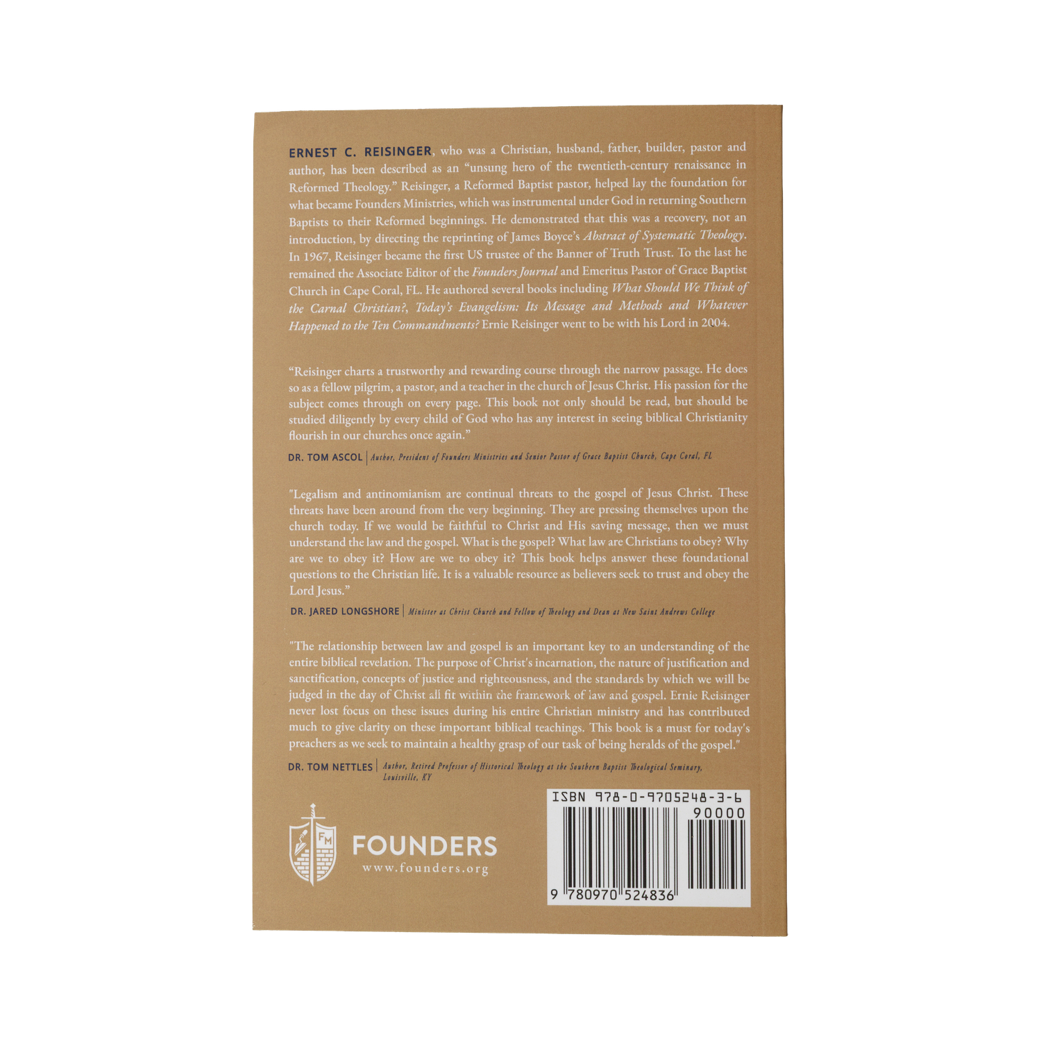 Back cover of a book with text and branding on a white background