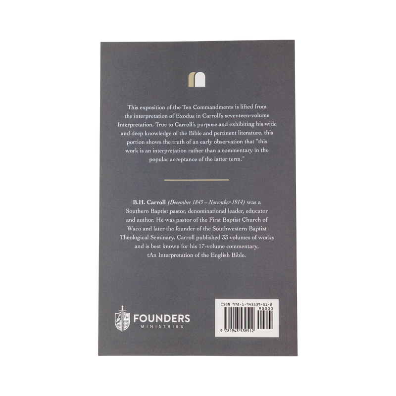 Back cover of a book with text and 'Founders Ministries' logo.