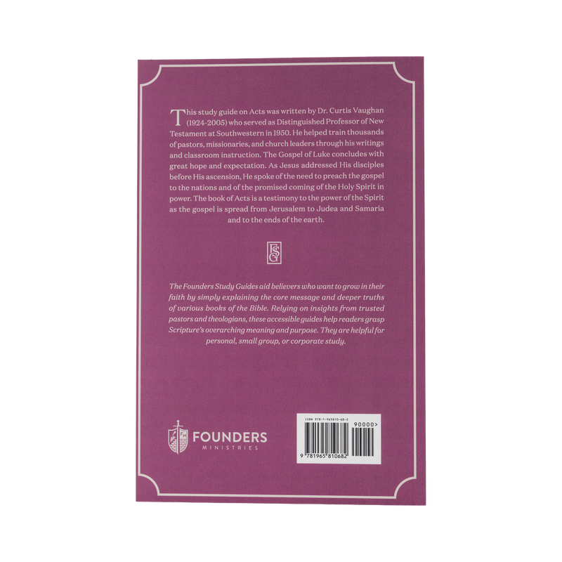 Back cover of a book with text and Founders Ministry logo on a white background