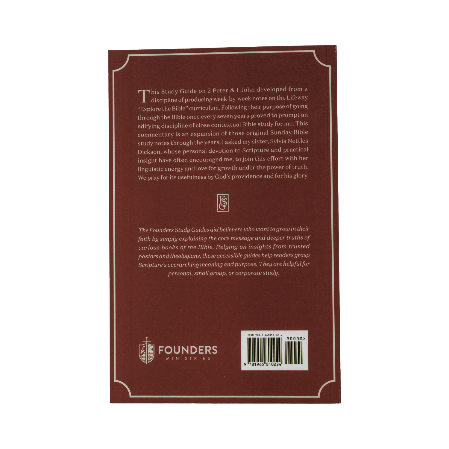 Back cover of a book with text and 'Founders' logo on a white background